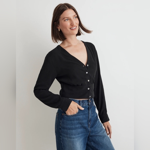 NWT Madewell V-Neck Button-Front Shirt Size XXS - Picture 3 of 7